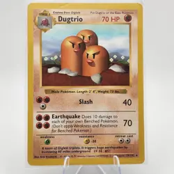 🍁 Dugtrio - 19/102 - Pokemon Base Set Unlimited Holo (Shadowless) 1999 -WOTC LP - Image 1