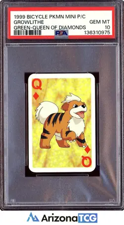 Pokemon 1999 Growlithe Queen Diamonds Bicycle Pokemon Mini Playing Cards PSA 10 - Image 1