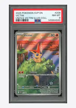 Pokemon PSA 8 Victini Promo 2025 #208 SVP Illustration Collection English - Image 1