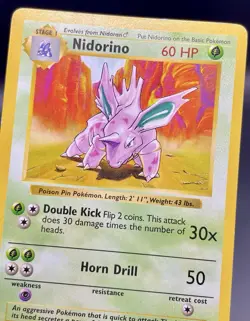 Nidorino 37/102 (Shadowless) Base Set Unlimited Vintage WOTC Pokemon TCG MP - Image 3
