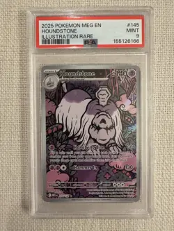 2025 Pokemon MEG EN Houndstone Illustration Rare #145 PSA 9 MINT - Image 1