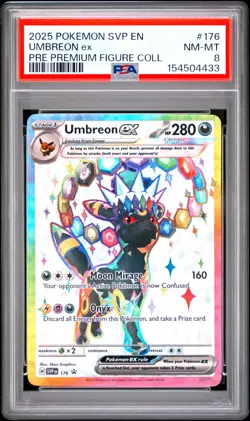 2025 POKEMON SVP EN-SV BLACK STAR PROMO #176 UMBREON EX PSA 8 - Image 1