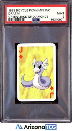Pokemon 1999 Dratini Jack Of Diamonds Bicycle Pokemon Mini Playing Cards PSA 9 - Image 1