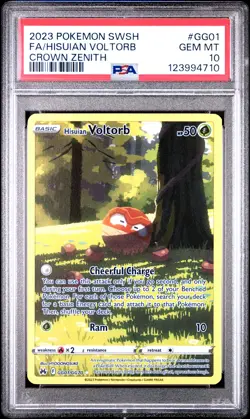 2023 POKEMON SWORD & SHIELD CROWN ZENITH #GG01 FULL ART/HISUIAN VOLTORB PSA 10 - Image 1