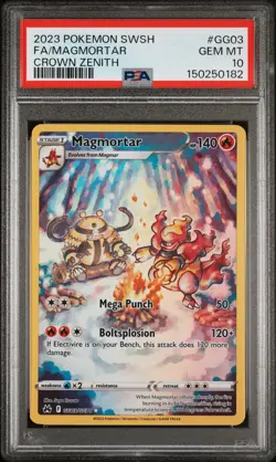 2023 POKEMON SWORD & SHIELD CROWN ZENITH #GG03 FULL ART/MAGMORTAR PSA 10 - Image 1
