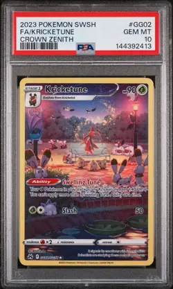 2023 POKEMON SWORD & SHIELD CROWN ZENITH #GG02 FULL ART/KRICKETUNE PSA 10 - Image 1