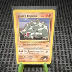 Pokemon TCG Brock's Rhyhorn Gym Heroes Rare Non-Holo 22/132 English 2000 - Image 1