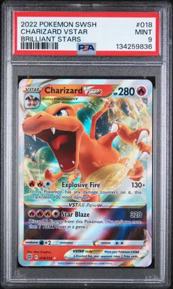 2022 POKEMON SWSH BRILLIANT STARS #018 CHARIZARD VSTAR BRILLIANT STARS - PSA 9 - Image 1