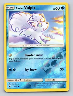 Alolan Vulpix - 27/147 Common Burning Shadows Pokemon Reverse Holo NM - Image 1
