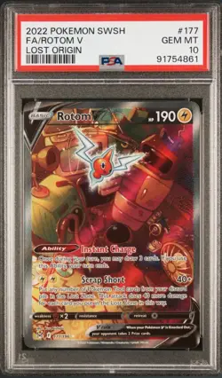 Pokemon Rotom V Full Art Ultra Rare Holo 177/196 Lost Origin PSA 10 - Image 1