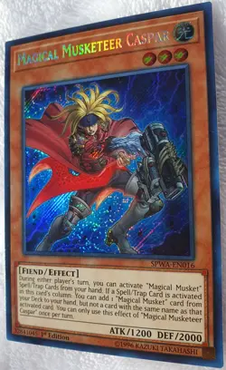 Yugioh 1x Magical Musketeer Caspar SPWA-EN016 Secret Rare 1st Edition NM - Image 4
