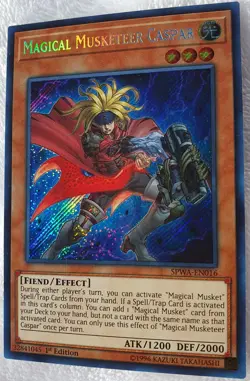 Yugioh 1x Magical Musketeer Caspar SPWA-EN016 Secret Rare 1st Edition NM - Image 5