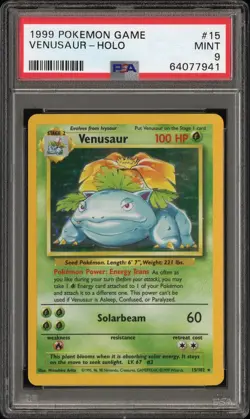 1999 POKEMON GAME #15 VENUSAUR-HOLO PSA 9 - Image 1