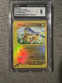 Pokemon 2002 Expedition Pikachu Reverse Holo 124 CGC 9 - Image 1