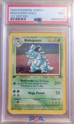 1999 Pokemon Jungle 1st Edition #7 Nidoqueen - Holo PSA 9 MINT - Image 1