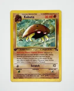 Pokemon TCG Kabuto Fossil 1st Edition Common Card 50/62 Regular NM - Image 1