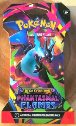 1pk Mega Charizard X COVER ART Phantasmal Flames SLEEVED Booster Pack - Pokemon - Image 1
