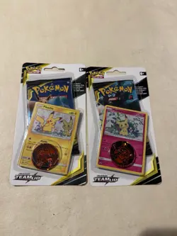 Lot (2) Sealed TEAM UP Blister Packs (Pikachu SM162 + Mimikyu SM163) Pokemon - Image 1