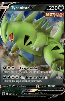 TYRANITAR V - 097/163 Holo Rare V Battle Styles Pokemon NM - Image 1