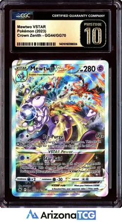 Pokemon 2023 Mewtwo VSTAR GG44 Galarian Gallery Crown Zenith BLACK LABEL CGC 10 - Image 1