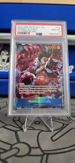 2025 One Piece OP11 Monkey D. Luffy Alternate Art #118 PSA 10 English - Image 1