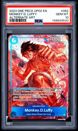 2023 One Piece OP02-062 Paramount War Monkey D. Luffy Alt Art SR PSA 10 English - Image 1