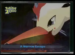 A Narrow Escape # 53 Silver Foil - Topps Pokemon 2000 Movie Blue Logo - Image 1