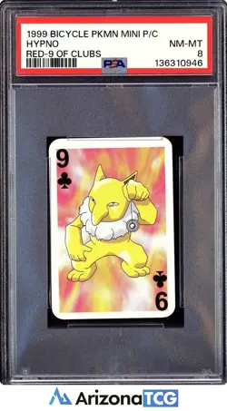 Pokemon 1999 Hypno Red 9 Of Clubs Bicycle Pokemon Mini Playing Cards NM-MT PSA 8 - Image 1