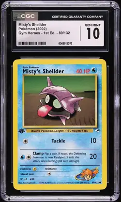 Pokemon Card 1st Ed. Misty's Shellder CGC 10 Gem Mint Gym Heroes 89/132 2000 (1) - Image 1