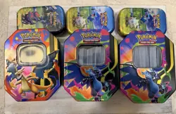 1000 Card Pokemon Lot + Charizard Tins & Empty Mini Tins Bulk Collection - Image 1