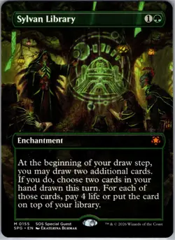 Sylvan Library (Borderless) 155 Mythic Special Guests Magic: The Gathering NM - Image 1