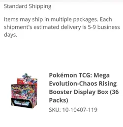 Pokemon Chaos Rising Booster Box Sealed PRESALE / PREORDER 5/22/26 READ DESC - Image 1