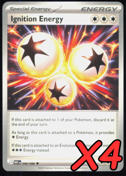 Ignition Energy 086/086 x4 PLAYSET - SV: White Flare - Pokemon TCG - NM - Image 1
