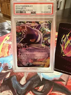 2014 POKEMON XY PHANTOM FORCES #34 GENGAR EX PHANTOM FORCES PSA 7 - Image 1