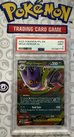 2025 POKEMON PFL EN-PHANTASMAL FLAMES #056 MEGA GENGAR EX PSA 9 - Image 1