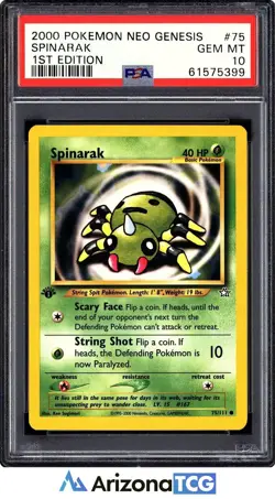 Pokemon 2000 Spinarak 75/111 1st Edition Neo Genesis GEM MINT PSA 10 - Image 1