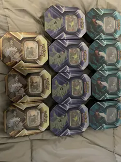 11 Factory Sealed Pokemon TCG: Triple Whammy Tins Lot of 3 Complete Set 2 extra - Image 1