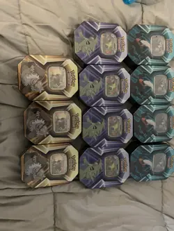 11 Factory Sealed Pokemon TCG: Triple Whammy Tins Lot of 3 Complete Set 2 extra - Image 3