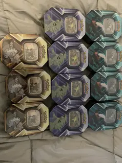 11 Factory Sealed Pokemon TCG: Triple Whammy Tins Lot of 3 Complete Set 2 extra - Image 4