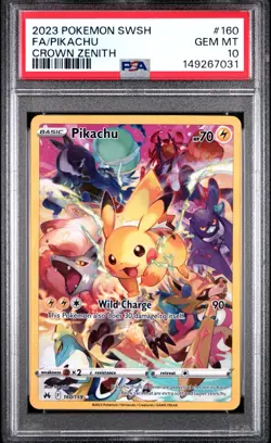 2023 POKEMON SWORD & SHIELD CROWN ZENITH #160 FULL ART/PIKACHU PSA 10 - Image 1