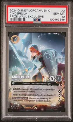DISNEY LORCANA EN C1-LORCANA CHALLENGE PROMO #3 CINDERELLA - STOUTHEARTED PSA 10 - Image 1