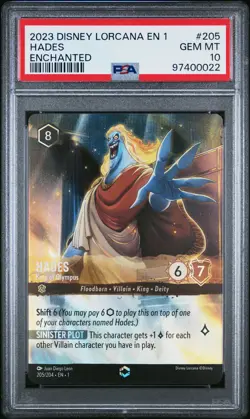 2023 DISNEY LORCANA EN 1-THE FIRST CHAPTER #205 HADES - KING OF OLYMPUS PSA 10 - Image 1