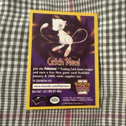 1999 Pokemon Wizards of the Coast Promos - CATCH MEW Card - Pokemon the Movie - Image 1
