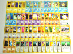 Pokemon card GYM Set LOT 60 Old Back Japanese Pikachu Meowth Machop Magikarp etc - Image 1