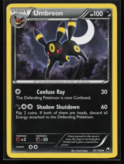 Umbreon (61) 61/108 Dark Explorers Kouki Saitou Art Pokemon TCG Card - Image 1