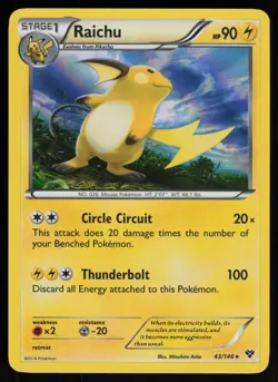 Holo Raichu 43/146 XY Base Set Pokemon TCG Card - Image 1