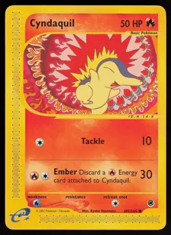 E-Reader Cyndaquil (105) 105/165 Expedition Pokemon TCG Card crease on top left - Image 1