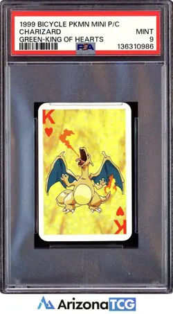 Pokemon 1999 Charizard Green King of Hearts Bicycle Mini Playing Cards PSA 9 - Image 1