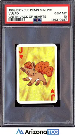 Pokemon 1999 Vulpix Green Jack Hearts Bicycle Pokemon Mini Playing Cards PSA 10 - Image 1