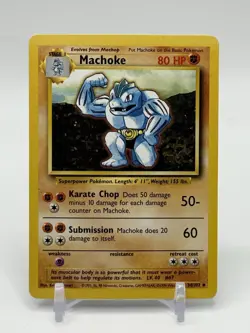 Machoke Base Set 34/102 Uncommon Pokemon Card Unlimited 1999 LP G7 - Image 1